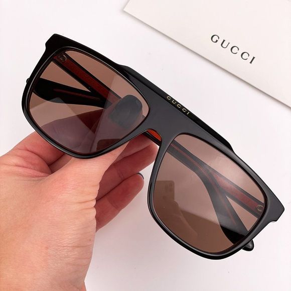 GUCCI GG1039S 003 Sunglasses Aviator Black Red Brown Men - Picture 1 of 12